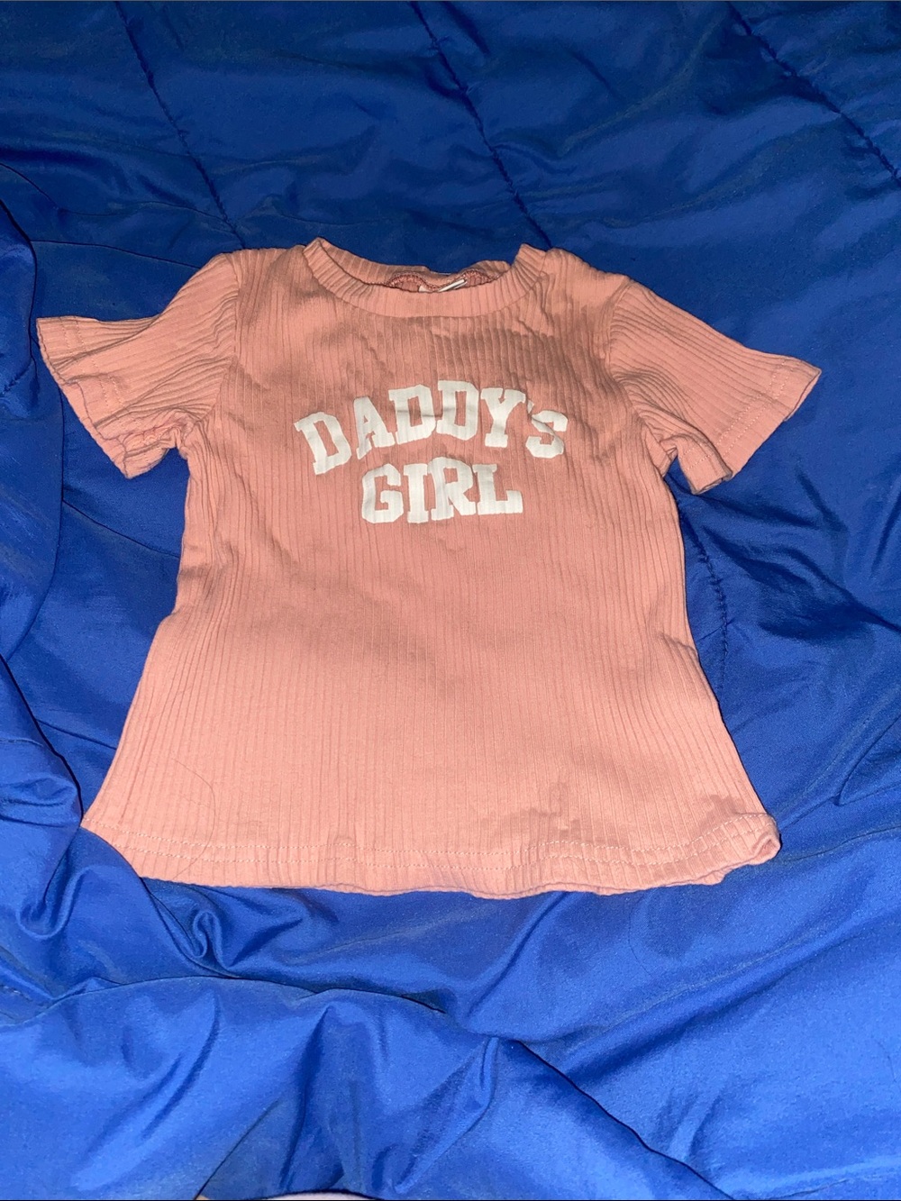 Pink Ribbed 'Daddy's Girl' Short Sleeve Tee for Kids